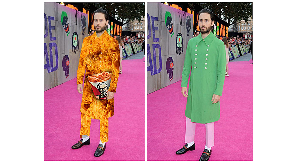 Jared Leto Green Jacket keyed and turned into KFC