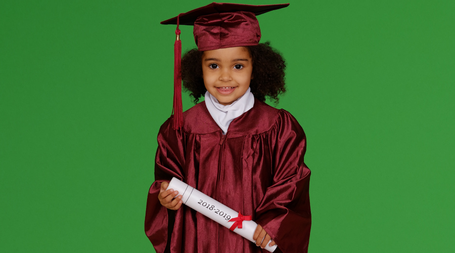 Graduation photo on a green screen