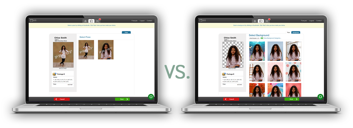 Online storefront for Background removal vs traditional school images