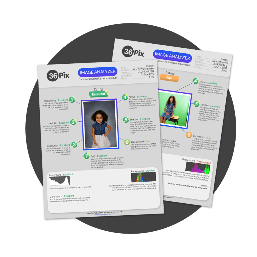 36Pix Image Analyzer Report for optimal background removal