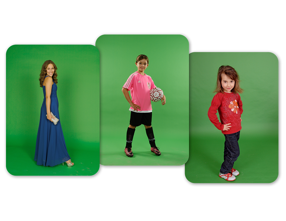 Full body poses on green screen backdrop