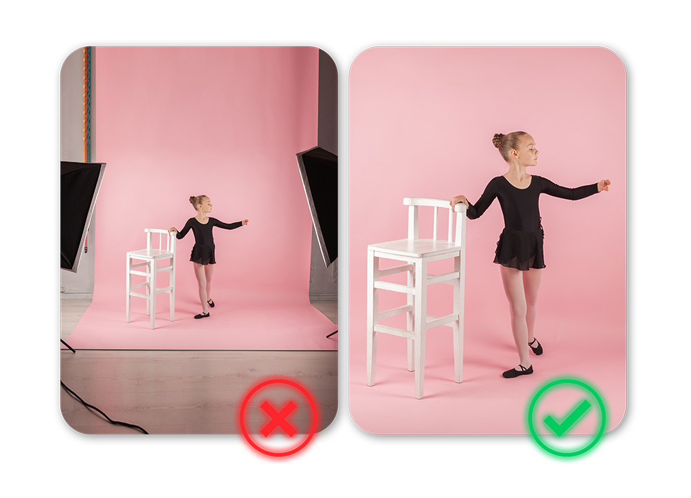 Girl posing for a photo on a pink sweep backdrop