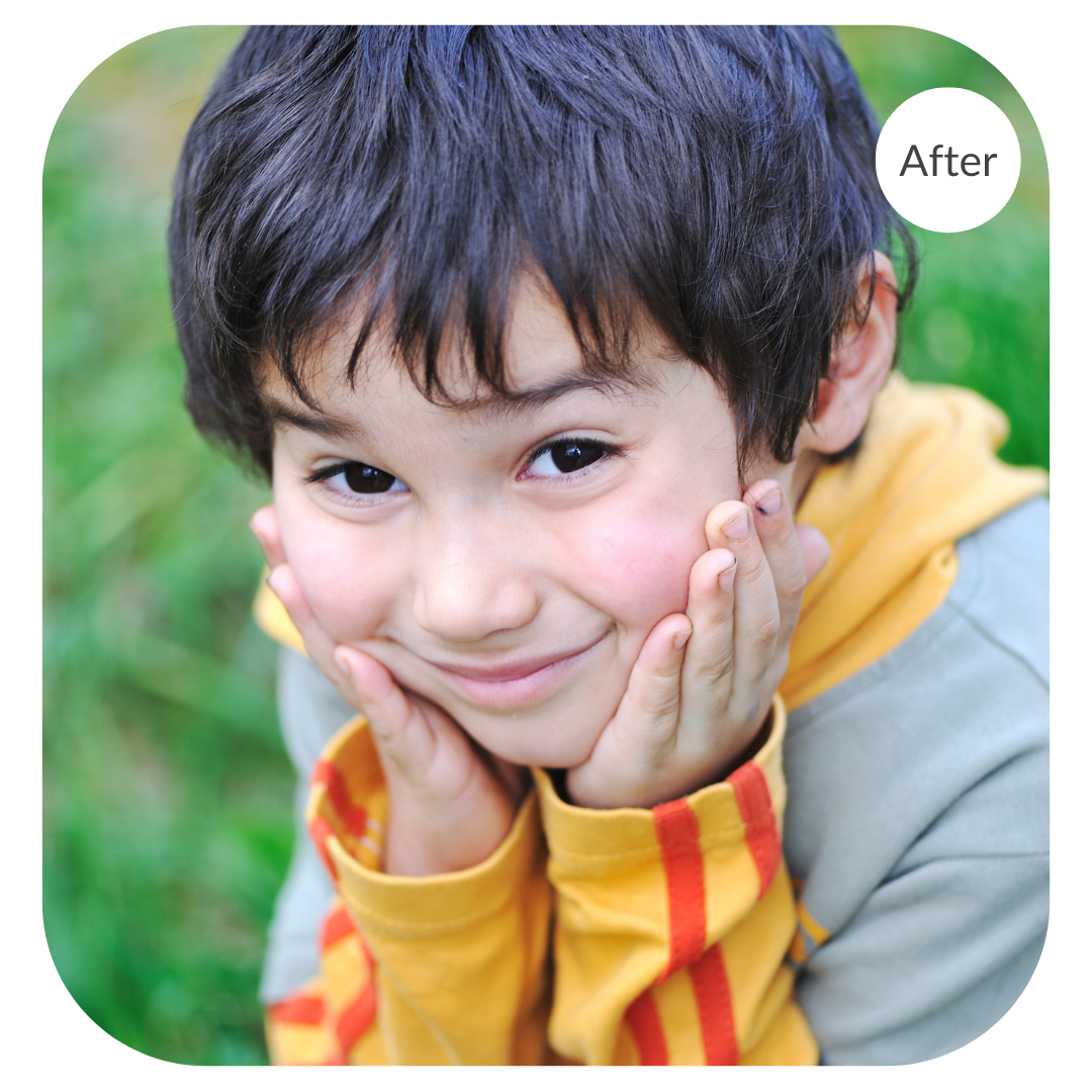 Natural light portrait of a boy after the image has been color corrected by 36Pix