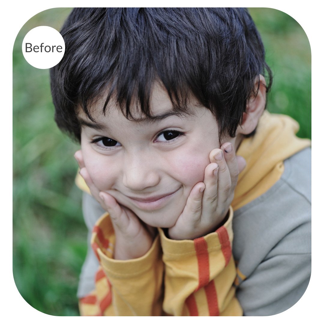 Natural light portrait of a boy before the image has been color corrected by 36Pix