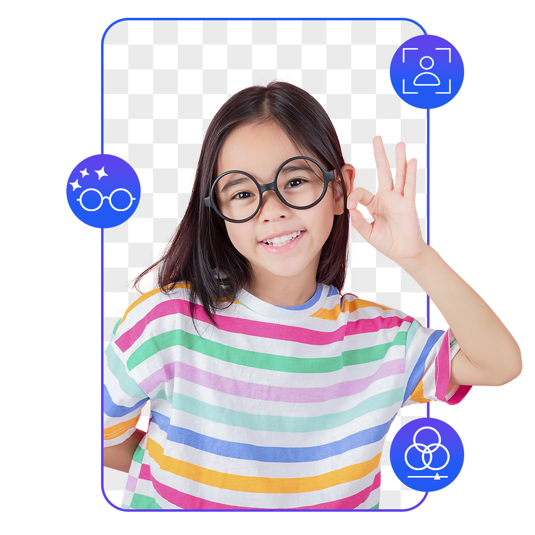 Black & white portrait of a girl in front of a colored circle