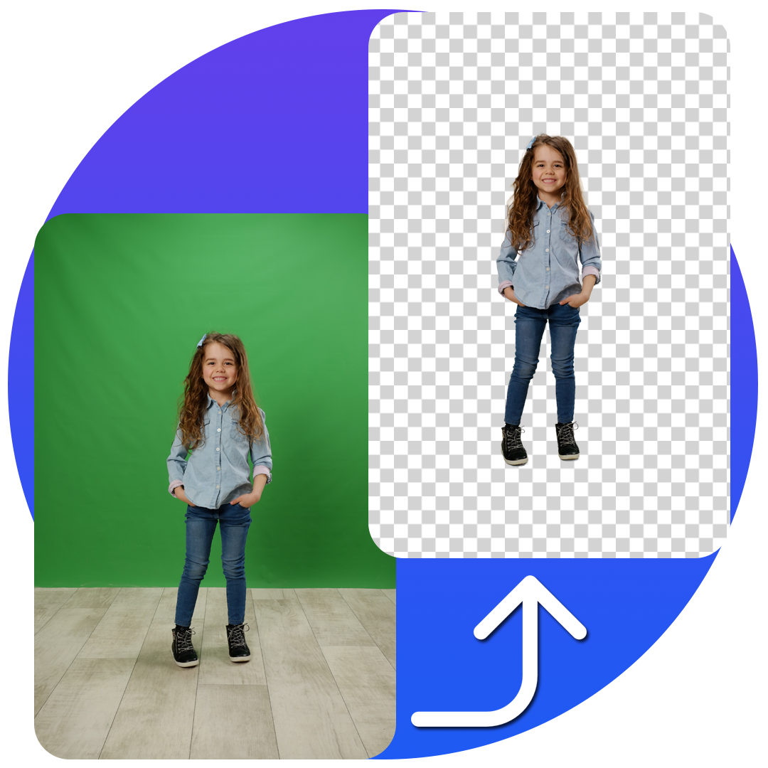 Before and after of a full body image with a separate floor. The floor is being removed automatically by our background removal algorithm.